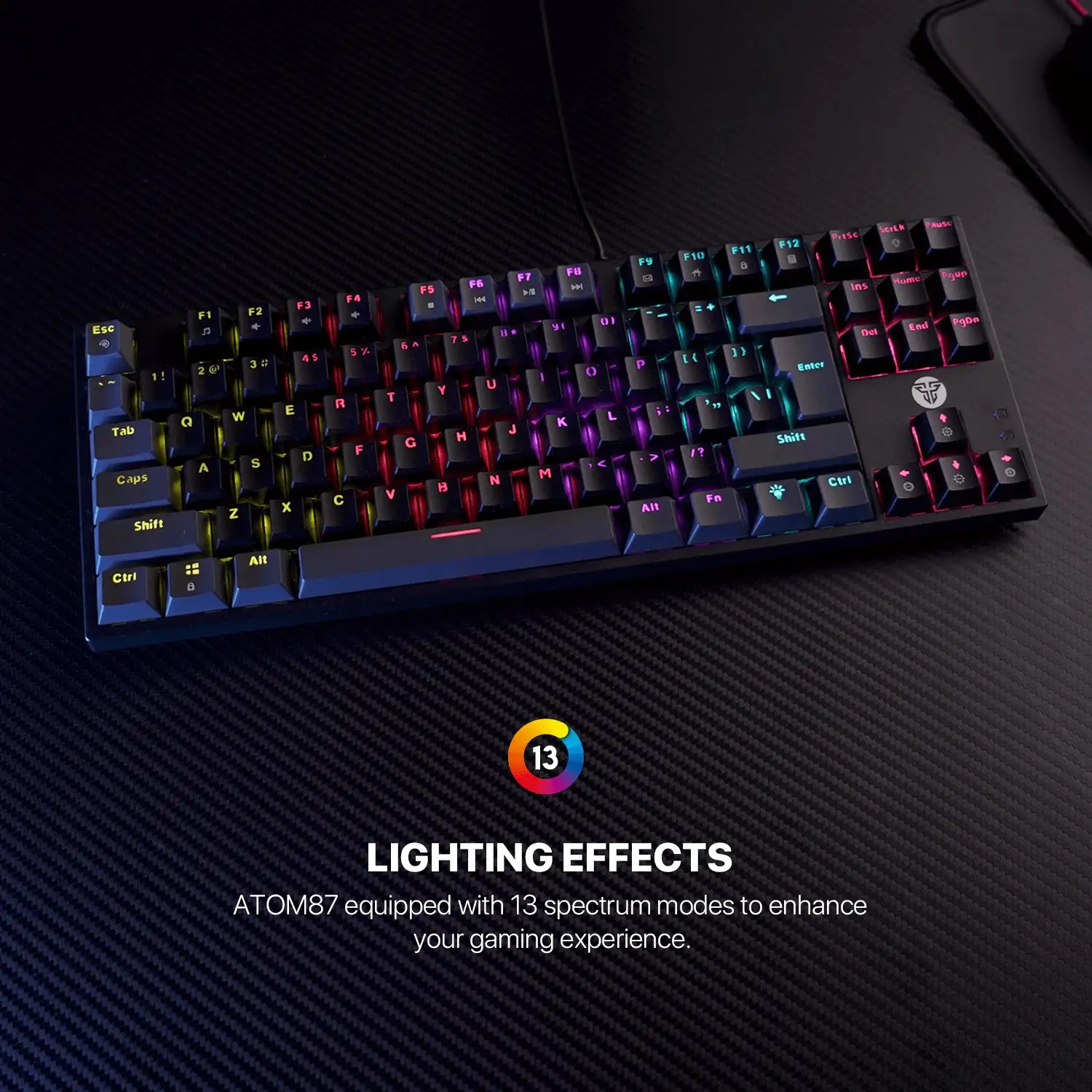 Picture of Fantech Atom87 MK876v2 Wired RGB (Blue Switch) Black Sumi Edition Mechanical Gaming Keyboard