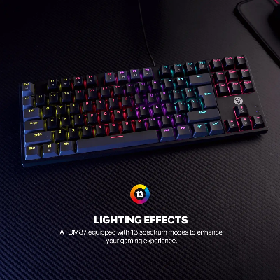 Picture of Fantech Atom87 MK876v2 Wired RGB (Blue Switch) Black Sumi Edition Mechanical Gaming Keyboard
