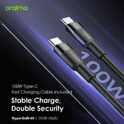 Picture of oraimo HyperGaN 65 65W GaN Wall Charger Kit with 100W CC Cable  (OCW-7652E+116CC)
