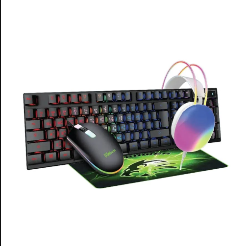 Picture of Pc Power PGC4IN1 Wired Black-White Gaming Keyboard, Mouse, Mouse Pad & Headphone Combo