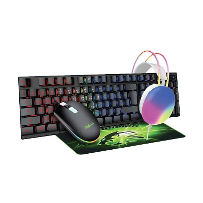 Picture of Pc Power PGC4IN1 Wired Black-White Gaming Keyboard, Mouse, Mouse Pad & Headphone Combo