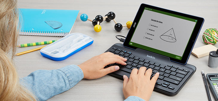 Picture of Belkin B2B191 USB-C Wired Black-Gray Tablet Keyboard with Stand