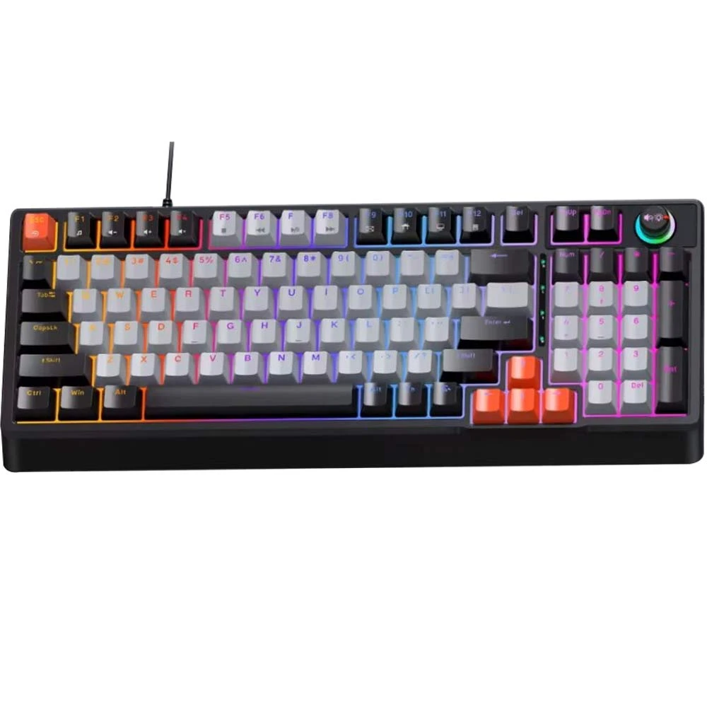 Picture of T-WOLF T50 RGB Wired (Blue Switch) Gray & White Mechanical Gaming Keyboard