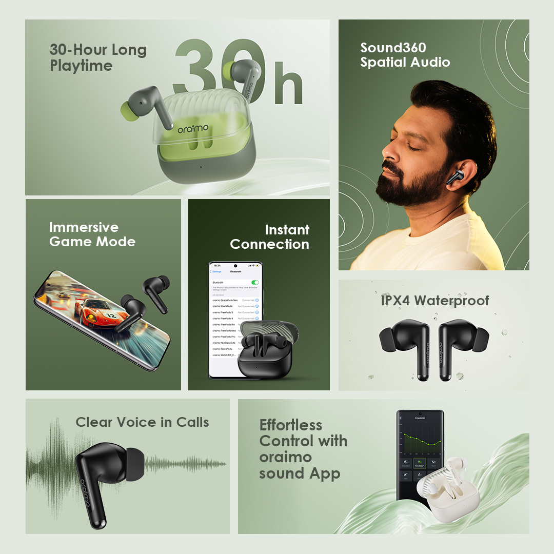 Picture of Oraimo Spacebuds Neo Light Gold TWS Bluetooth Earbuds #OTW-323