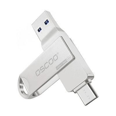 Picture of OSCOO CU002 64GB USB 3.1 Gen 1 & Type-C OTG Silver Pen Drive