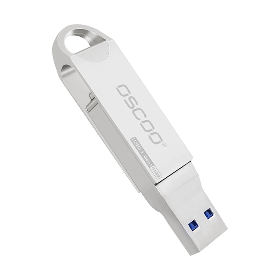 Picture of OSCOO CU002 64GB USB 3.1 Gen 1 & Type-C OTG Silver Pen Drive