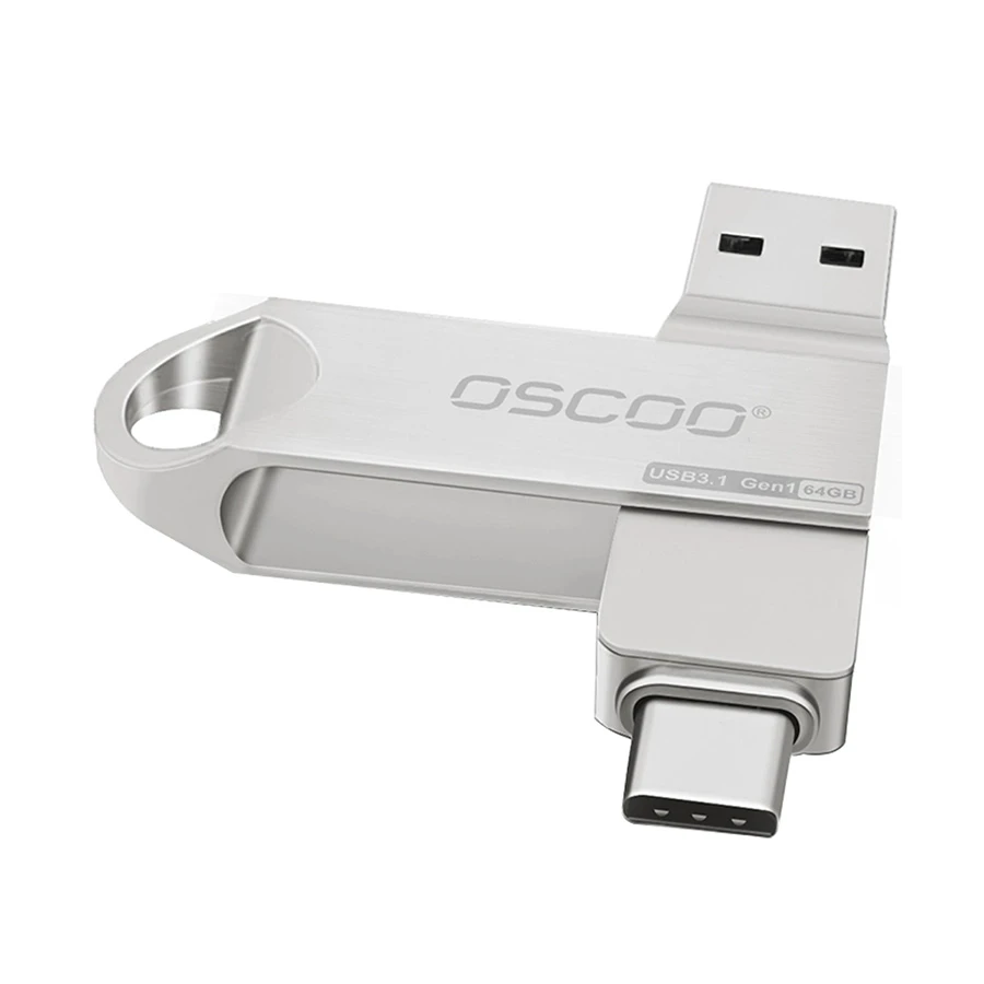 Picture of OSCOO CU002 64GB USB 3.1 Gen 1 & Type-C OTG Silver Pen Drive
