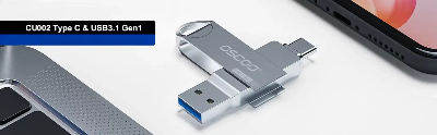 Picture of OSCOO CU002 64GB USB 3.1 Gen 1 & Type-C OTG Silver Pen Drive