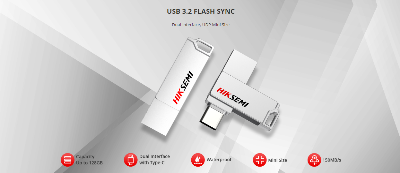 Picture of Hiksemi Sync HS-USB-E327C 64GB USB 3.2 & Type-C Silver Pen Drive