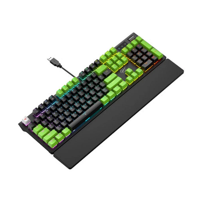 Picture of Havit Gamenote KB926L Wired Black & Green (Jiuzi Blue Switch) RGB Backlit Mechanical Gaming Keyboard