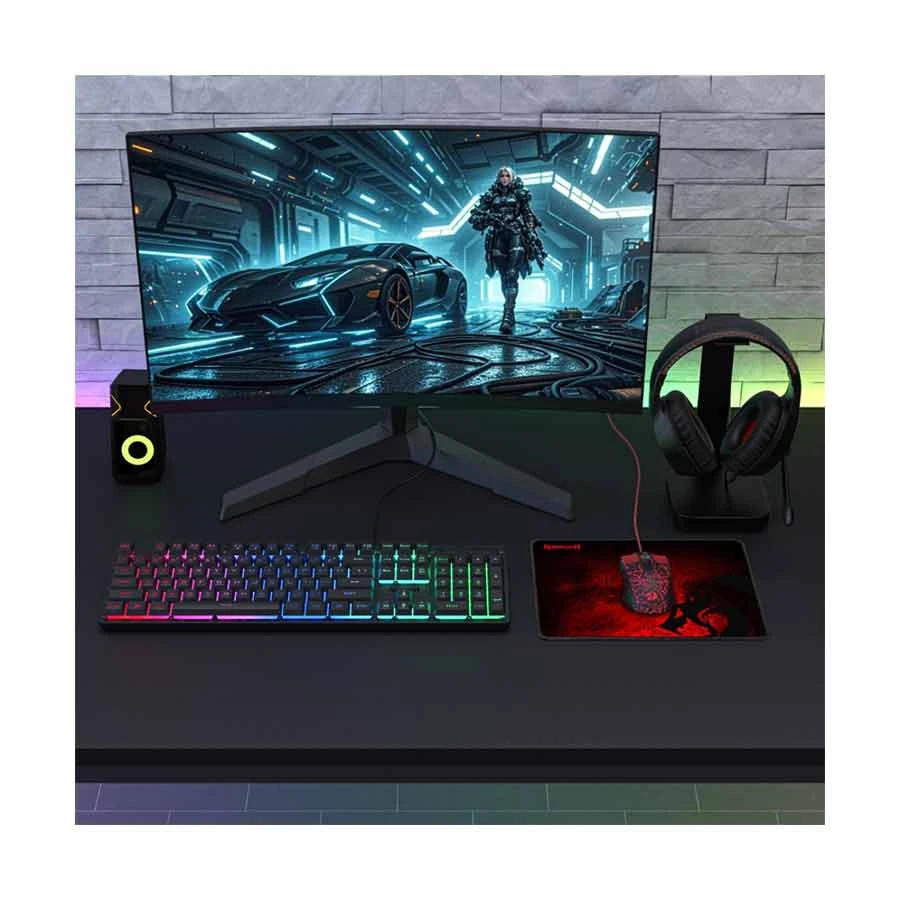 Picture of Redragon S107P-BA Wired Black Gaming Keyboard Mouse Headphones and Mouse Pad Combo