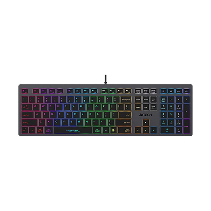 Picture of A4TECH FX60H FStyler Grey (Neon Backlit) Wired Keyboard with 2 USB HUB