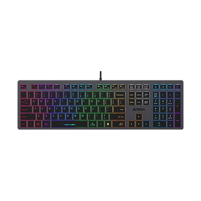 Picture of A4TECH FX60H FStyler Grey (Neon Backlit) Wired Keyboard with 2 USB HUB