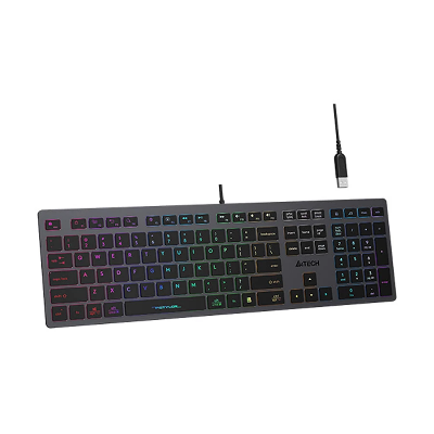 Picture of A4TECH FX60H FStyler Grey (Neon Backlit) Wired Keyboard with 2 USB HUB