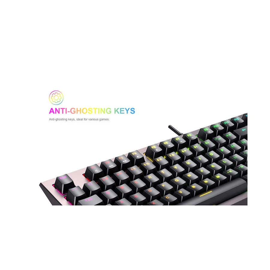 Picture of Havit KB872L Wired Multi-Function RGB Backlit (Blue switch) Black-Ochre Gaming Keyboard