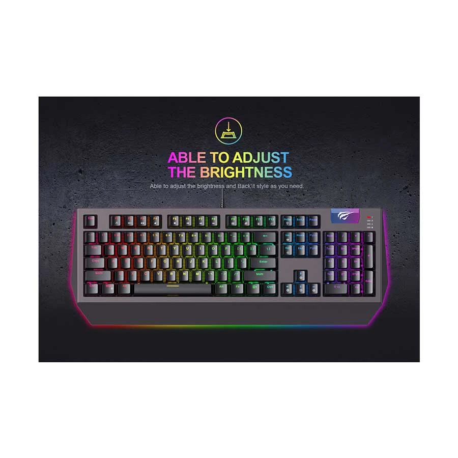 Picture of Havit KB872L Wired Multi-Function RGB Backlit (Blue switch) Black-Ochre Gaming Keyboard