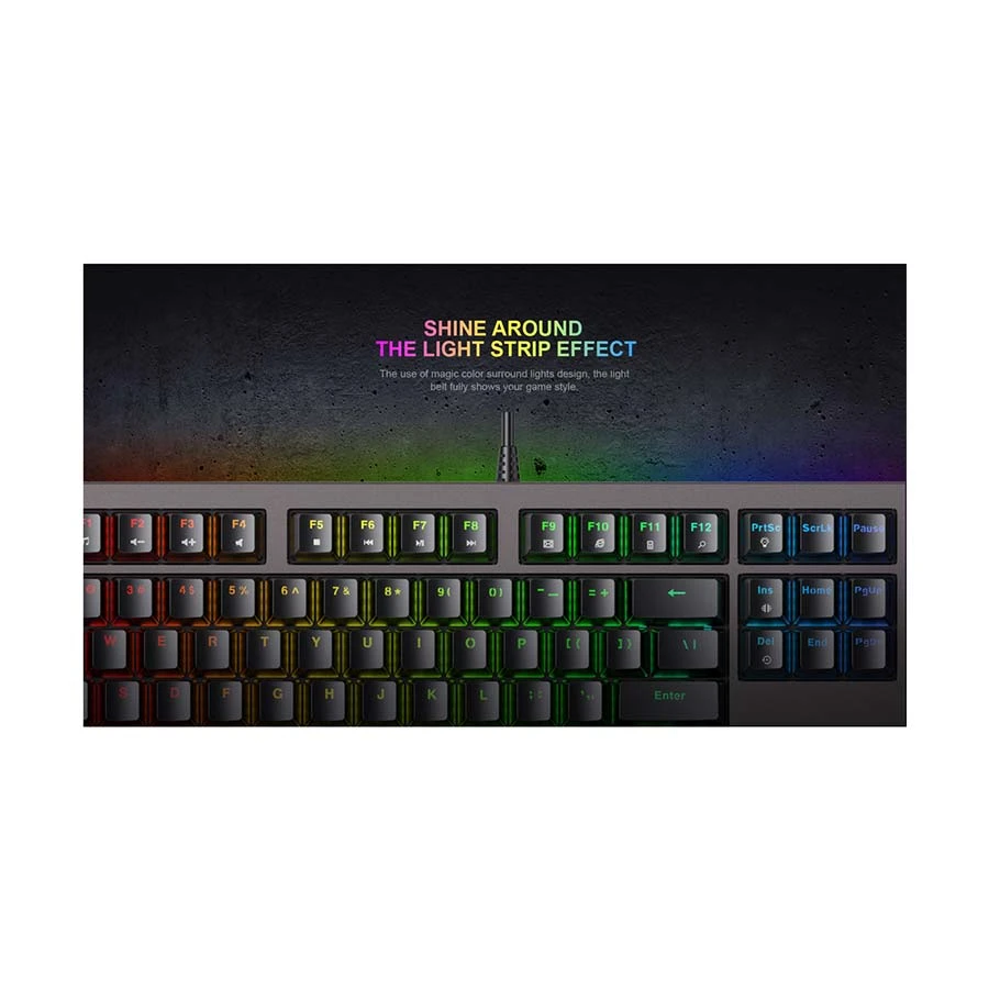 Picture of Havit KB872L Wired Multi-Function RGB Backlit (Blue switch) Black-Ochre Gaming Keyboard