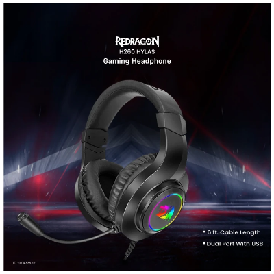 Picture of Redragon H260 HYLAS RGB Wired Black Gaming Headphone