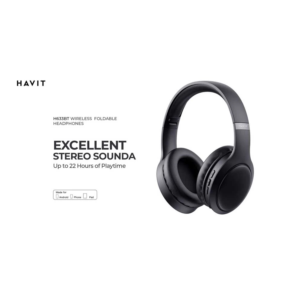 Picture of Havit H633BT Foldable Black Bluetooth Headphone