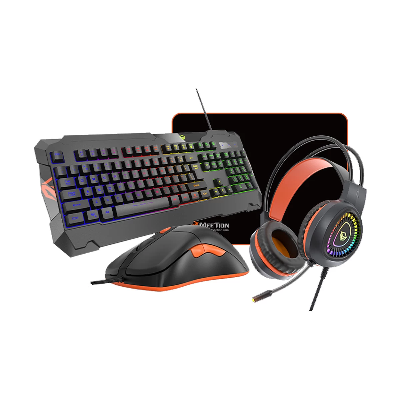 Picture of Meetion MT-C505 Black-Orange USB Wired Gaming Keyboard, Mouse, Mouse Pad & Headphone Combo
