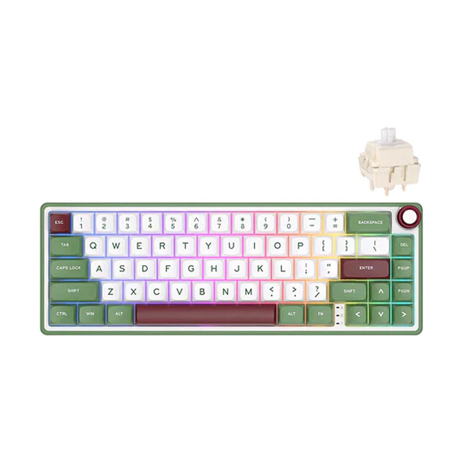 Picture of Royal Kludge RK R65 Wired RGB Hot Swap (Chartreuse Switch) Greensand Mechanical Gaming Keyboard