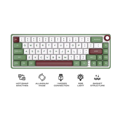 Picture of Royal Kludge RK R65 Wired RGB Hot Swap (Chartreuse Switch) Greensand Mechanical Gaming Keyboard