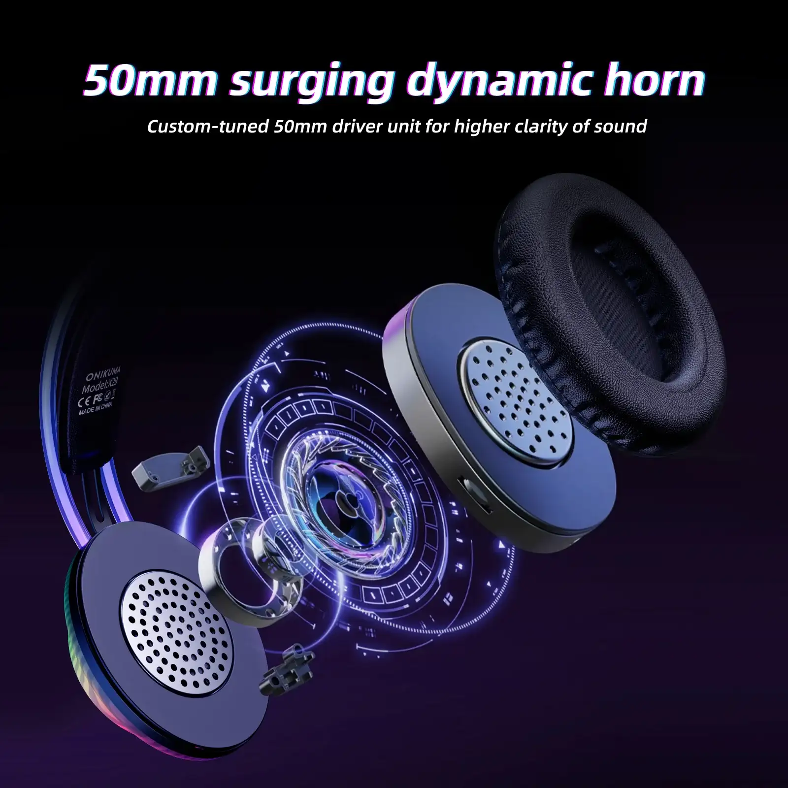 Picture of ONIKUMA X29 RGB Wired Black Professional Gaming Headphone