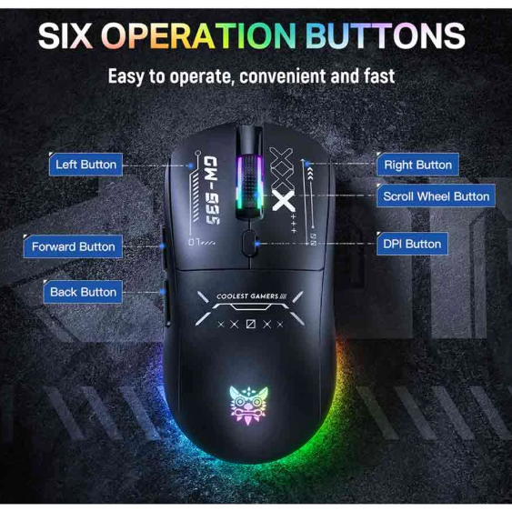 Picture of Onikuma CW935 RGB Tri Mode Wireless Black Gaming Mouse