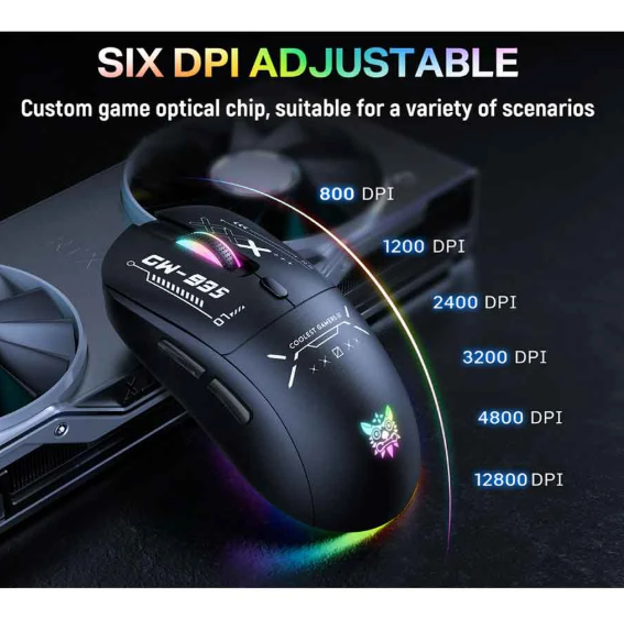 Picture of Onikuma CW935 RGB Tri Mode Wireless Black Gaming Mouse