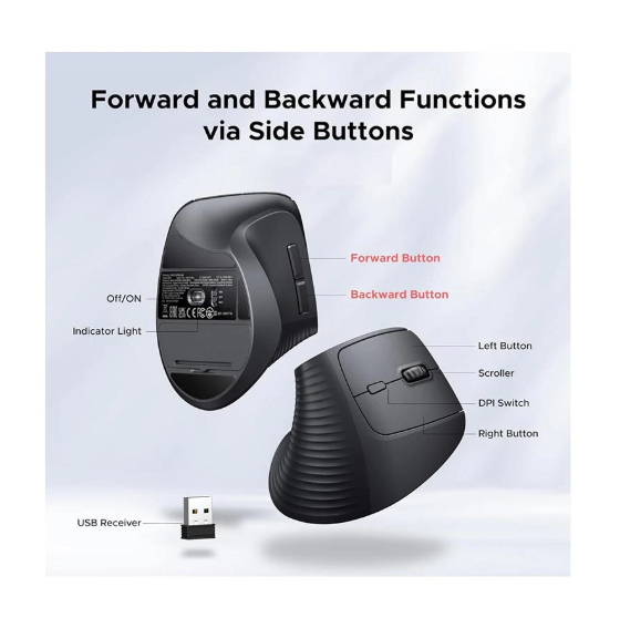 Picture of UGREEN M571 (55916) Wireless Black Silent Vertical Mouse