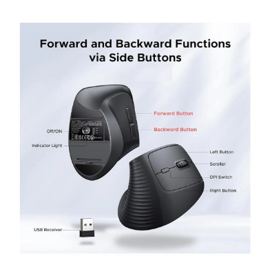 Picture of UGREEN M571 (55916) Wireless Black Silent Vertical Mouse