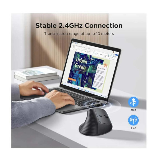 Picture of UGREEN M571 (55916) Wireless Black Silent Vertical Mouse