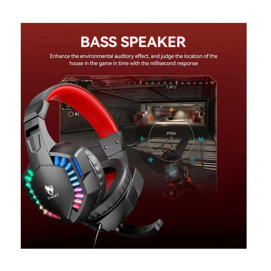 Picture of T-WOLF H120 Wired Black Gaming Headphone