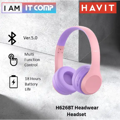Picture of Havit H626BT Bluetooth Pink Over-Ear Kids Headphone