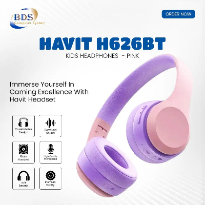 Picture of Havit H626BT Bluetooth Pink Over-Ear Kids Headphone