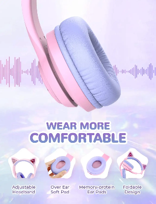 Picture of Havit H626BT Bluetooth Pink Over-Ear Kids Headphone