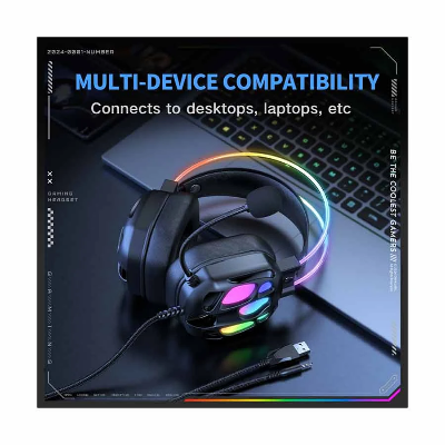 Picture of Onikuma X89 RGB Wired Black Immersive 3D Sound Gaming Headphone