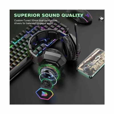Picture of ONIKUMA B100 RGB Tri-Mode Bluetooth Black Gaming Headphone