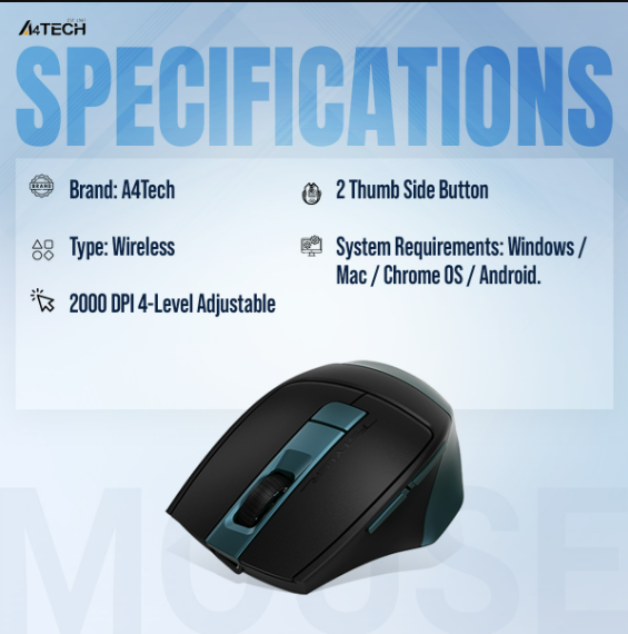 Picture of A4TECH FB35CS FStyler Bluetooth Midnight Green Mouse