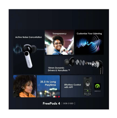 Picture of Oraimo FreePods 4 ANC Black TWS Bluetooth Earbuds #OEB-E105D