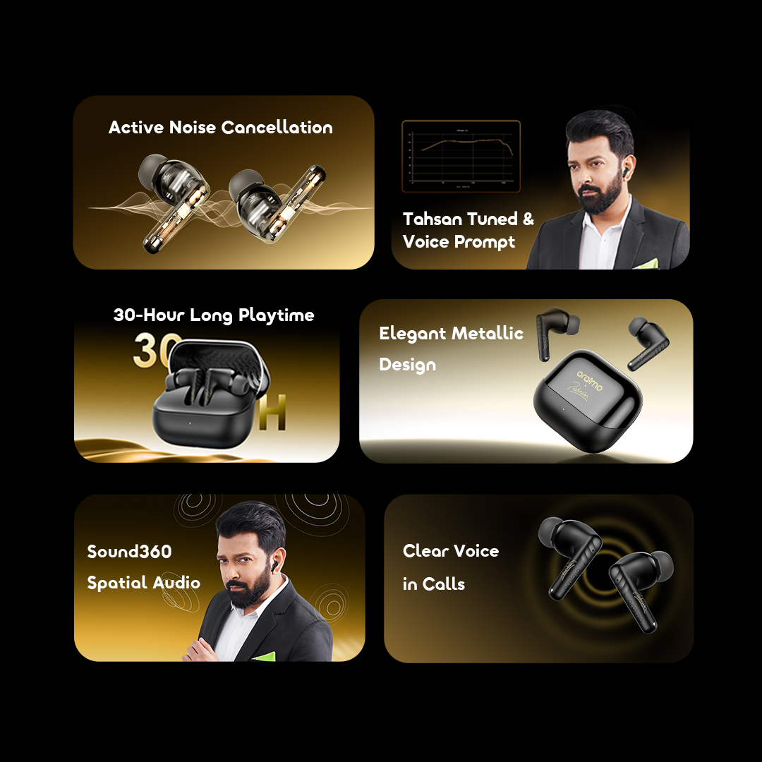 Picture of Oraimo Spacebuds Neo+ ANC Light Gold TWS Bluetooth Earbuds #OTW-323P