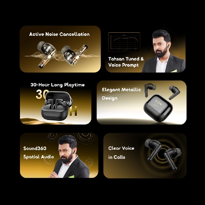 Picture of Oraimo Spacebuds Neo+ ANC Light Gold TWS Bluetooth Earbuds #OTW-323P