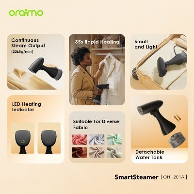 Picture of oraimo SmartSteamer 1500W Handheld Garment Steamer