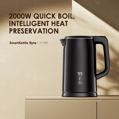 Picture of oraimo SmartKettle Byte 2000W 304 Stainless Steel Electric Kettle  (OH-K500)- Black