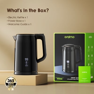 Picture of oraimo SmartKettle Byte 2000W 304 Stainless Steel Electric Kettle  (OH-K500)- Black