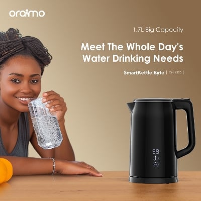 Picture of oraimo SmartKettle Byte 2000W 304 Stainless Steel Electric Kettle  (OH-K500)- Black