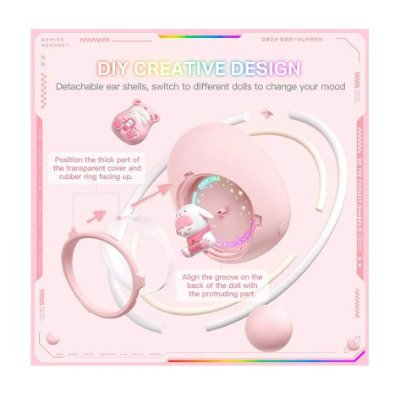 Picture of ONIKUMA T302 RGB Pink TWS Bluetooth Earbuds