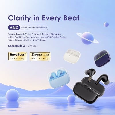 Picture of Oraimo SpaceBuds Z ANC Light Gold TWS Bluetooth Earbuds #OTW-625