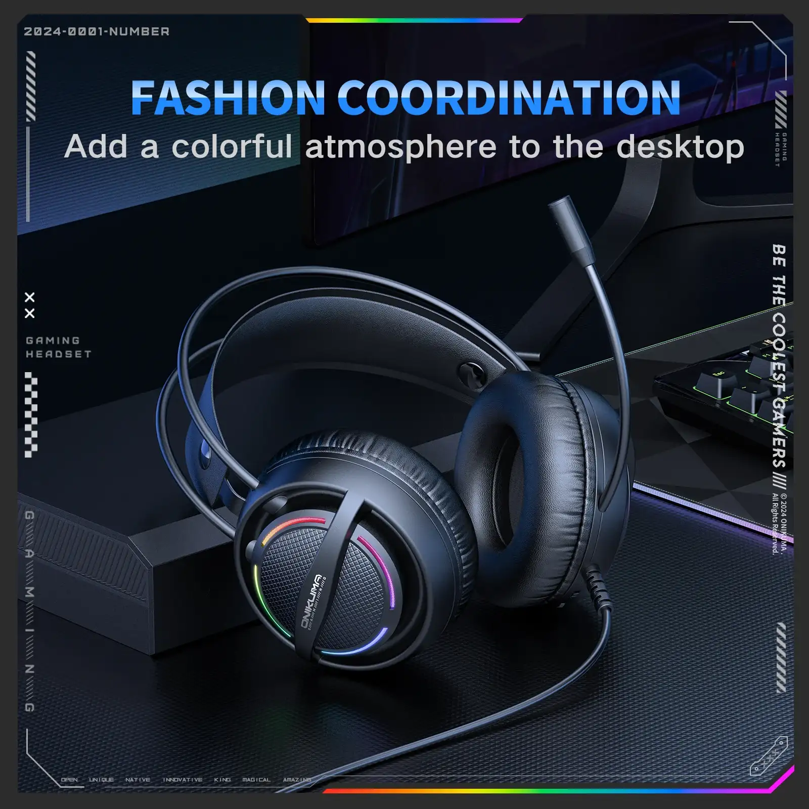 Picture of Onikuma X88 RGB Wired Black Gaming Headphone