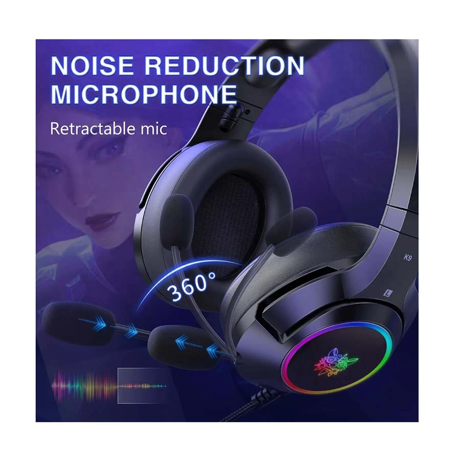 Picture of ONIKUMA K9 RGB Wired Black Over-Ear Stereo Gaming Headphone